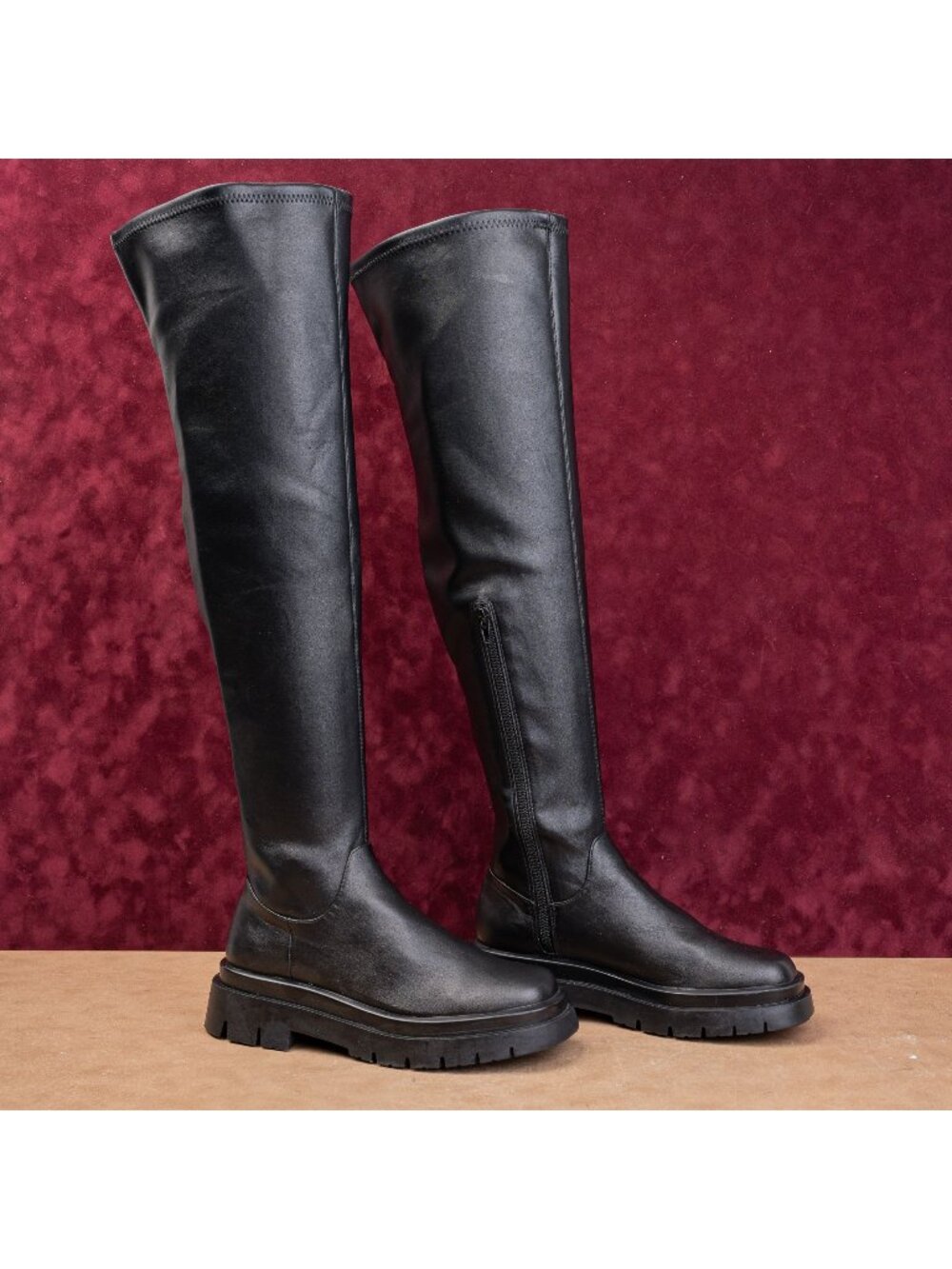 Steve Madden Women Gibbs Black Vegan Leather Festival OTK Fashion Boots sz 8